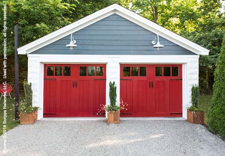 canyon ridge red garage door